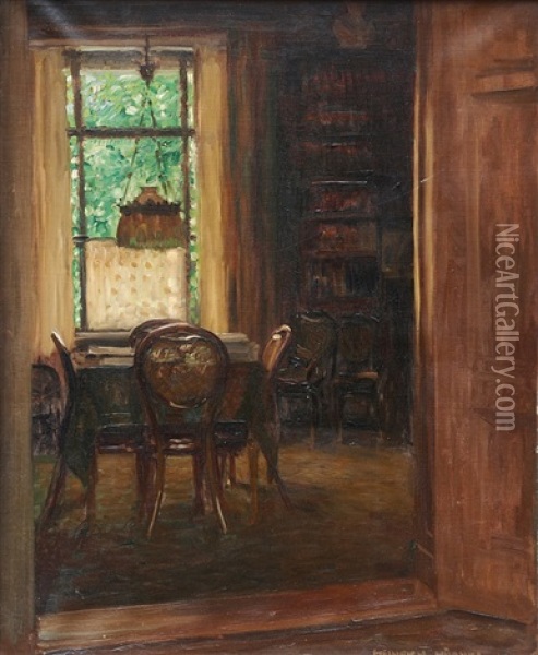 Knihovna Na Ahornstrasse Oil Painting - Heinrich (Ed. Julius H.) Huebner