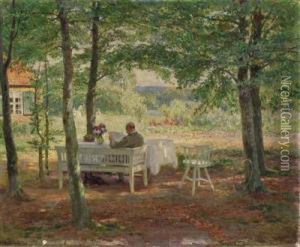 Sommertag Im Garten Oil Painting - Wilhelm Ludwig H. Claudius