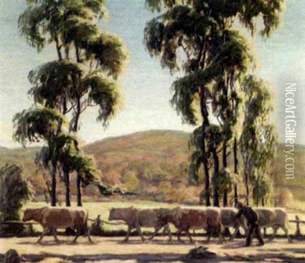 California Landscape With Cattle Oil Painting - Alphonse Palumbo