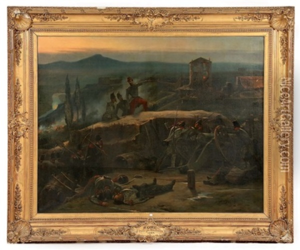 Episode Du Siege De Rome Oil Painting - Jules Rigo