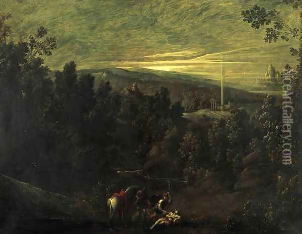 Landscape with the Good Samaritan 2 Oil Painting - Giovanni Andrea Donducci (see MASTELLETTA)