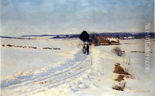 A Winter Morning Oil Painting - Sigvard Marius Hansen