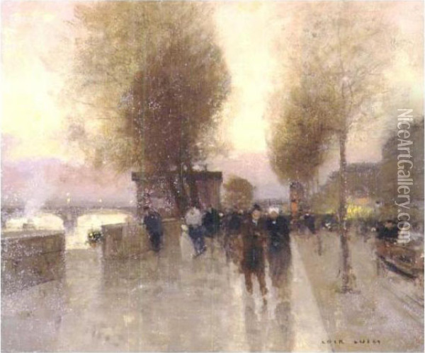 Along The Quay, Paris Oil Painting - Luigi Loir