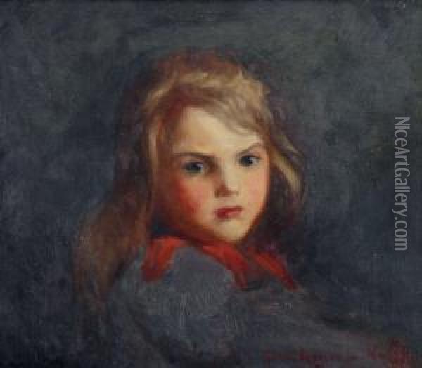 Flicka. Signerad Och A Tergo Daterad 1929. Duk, 36x41 Oil Painting - Gerda Roosval-Kallstenius