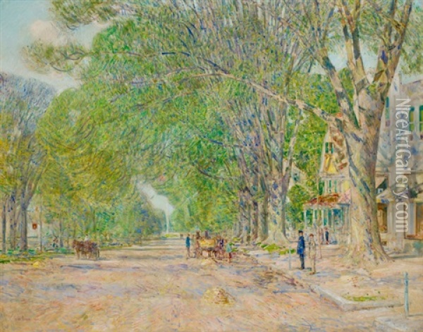 The East Hampton Elms In May Oil Painting - Childe Hassam