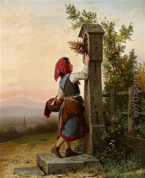 Auf Dem Heimwege Oil Painting - Johann Georg Meyer von Bremen