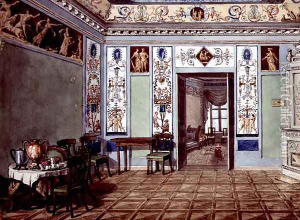 Neo-Classical Etruscan Breakfast Room, 1820 Oil Painting - Anonymous Artist