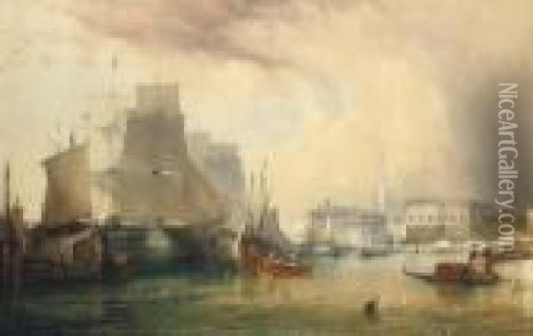 View Of The Doge's Palace And Piazzetta With The Campanile Of San Marco, Venice Oil Painting - William Callow