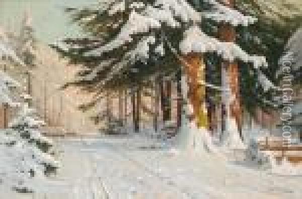 Winterlandschaft Oil Painting - Walter Moras