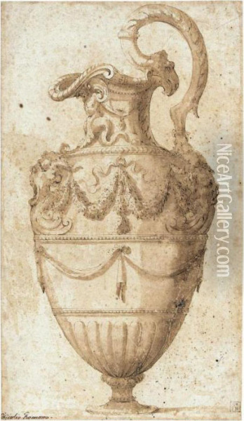 An Elaborate Ewer Oil Painting - Rancesco De' Rossi (see Salviati, Cecchino Del)