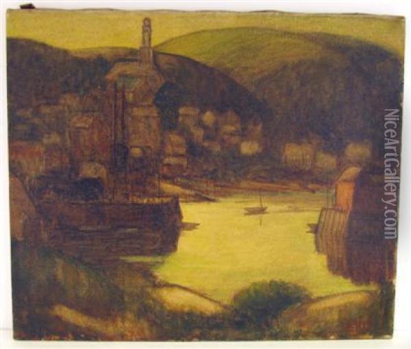 Study For The Harbor Oil Painting - Yarnall Abbott