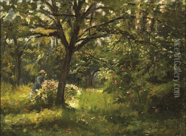 Femme Dans Son Jardin Oil Painting - Georges Jules Ernest Binet