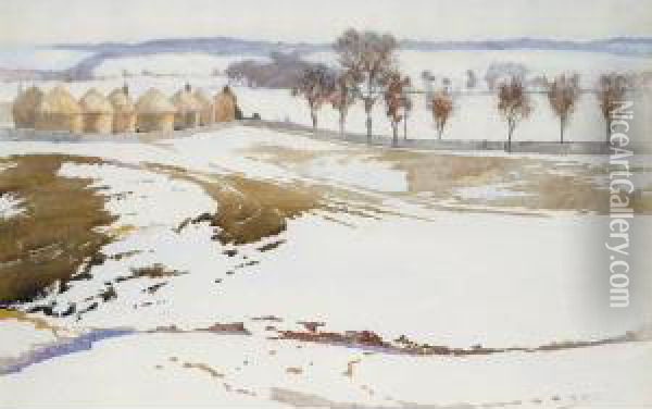 Winter Landscape Oil Painting - Robert Burns