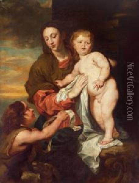 Madonna Con Bambino E San Giovannino Oil Painting - Jan van den Hoecke