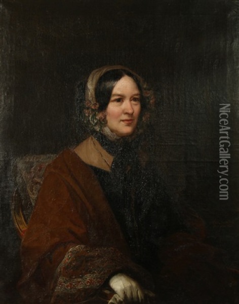 Portrait Of A Woman Oil Painting - Ferdinando Cavalleri