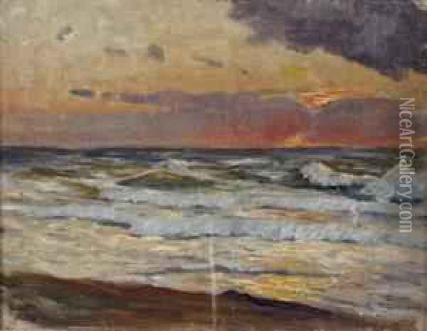Sonnenuntergang An Der Ostsee Oil Painting - Max Uth