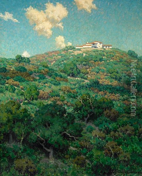 Ranch House On A Hill, Thought To Be Lacanada Oil Painting - Granville Redmond
