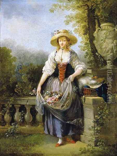 Gardener in Straw Hat Oil Painting - Jean-Frederic Schall