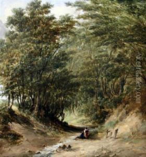A Lane At Carisbrook, Isle Of Wight Oil Painting - Alfred Gomersal Vickers