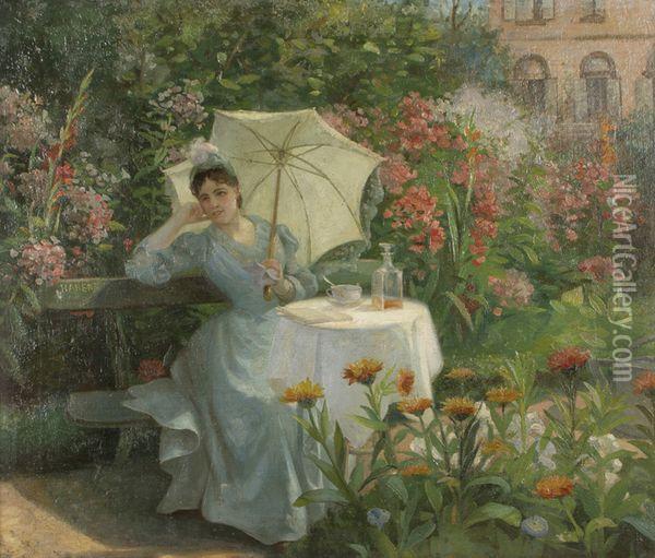 Jeune Fille Au Jardin Oil Painting - Eugene Habert