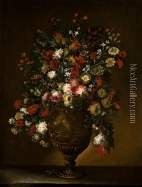 Jarron Con Bouquet De Flores Oil Painting - Margherita Caffi