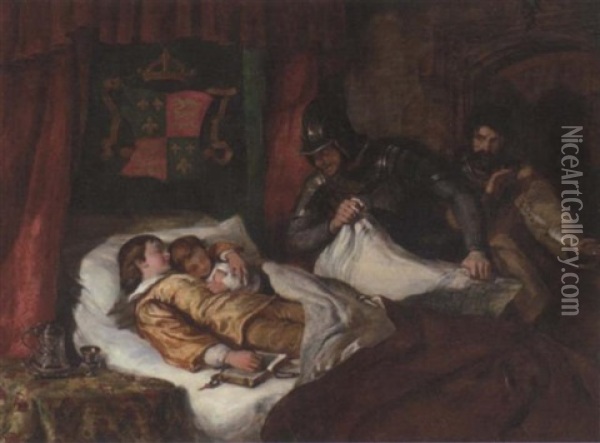 The Death Of Edward V And His Brother Richard, Duke Of York, In The Tower, 1483 Oil Painting - William Simson