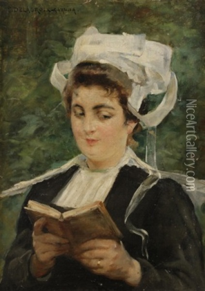 Portrait De Bretonne En Coiffe Oil Painting - Pauline Delacroix-Garnier