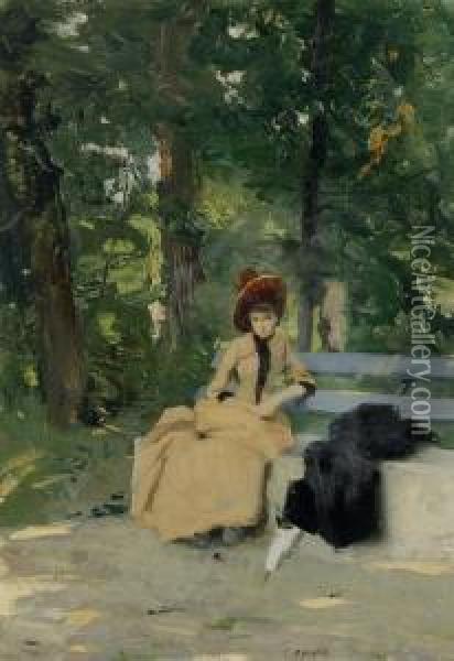 Femme Assise A La Gabiule Oil Painting - Edouard John E. Ravel