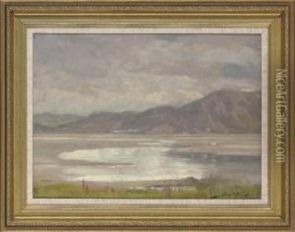 A View Accross The Conway Estury, North Wales Oil Painting - Robert Fowler