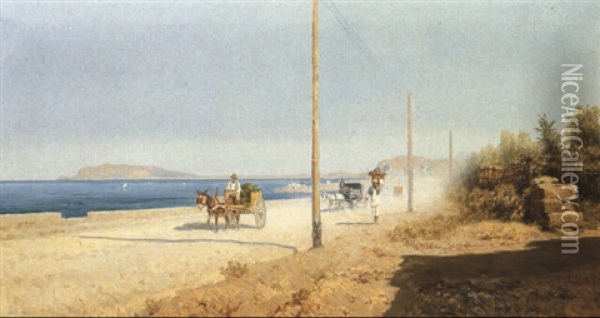 Country Scene In Mondellow, Sicily Oil Painting - Francesco (Luigi) Lojacono