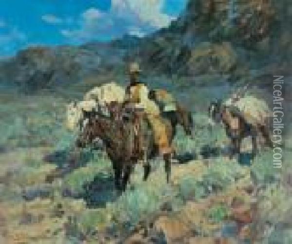 Through The Foothills Oil Painting - Frank Tenney Johnson