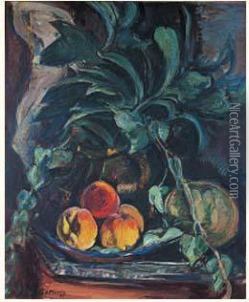 Nature Morte Au Melon Et Peches Oil Painting - Emile-Othon Friesz