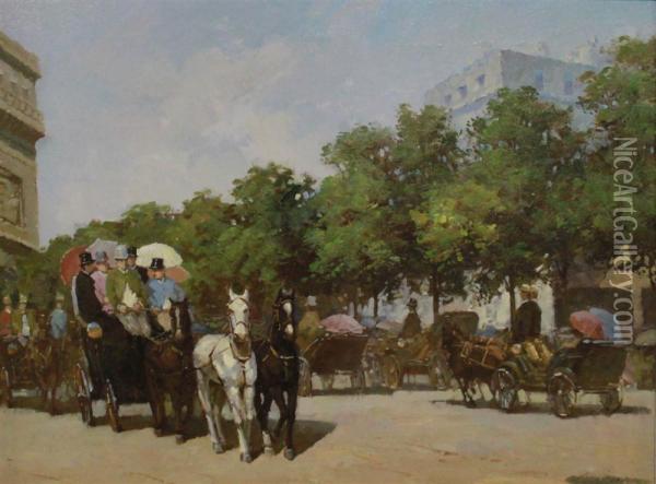 Champs-elysees Oil Painting - Henri-Joseph Harpignies