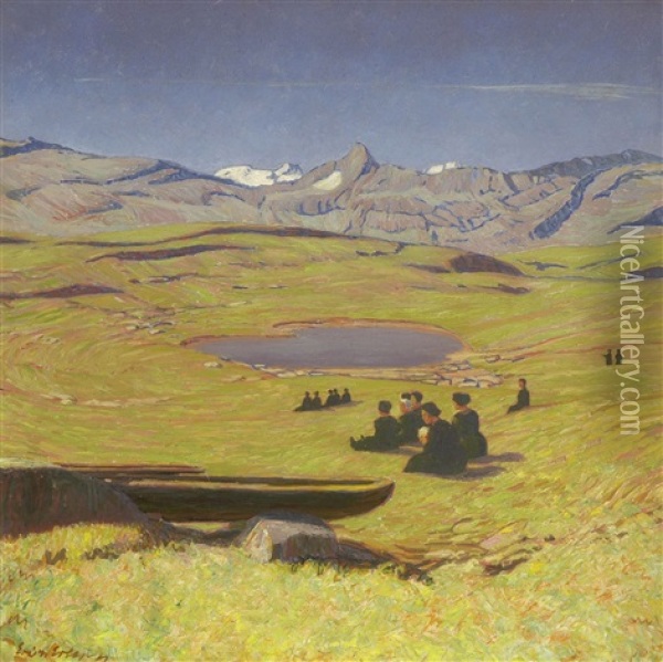 Sonntag Im Oberengadin Oil Painting - Erich Erler-Samedan