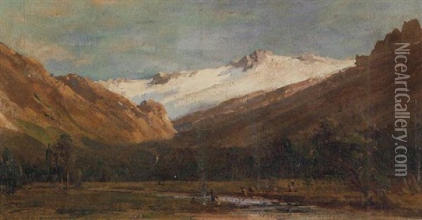 Encampment In The Sierras Oil Painting - Thomas Hill