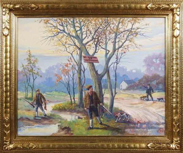 No Hunting Or Trespassing Oil Painting - Calvin W. Fryer