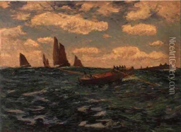 La Peche A La Sardine Oil Painting - Henry Moret