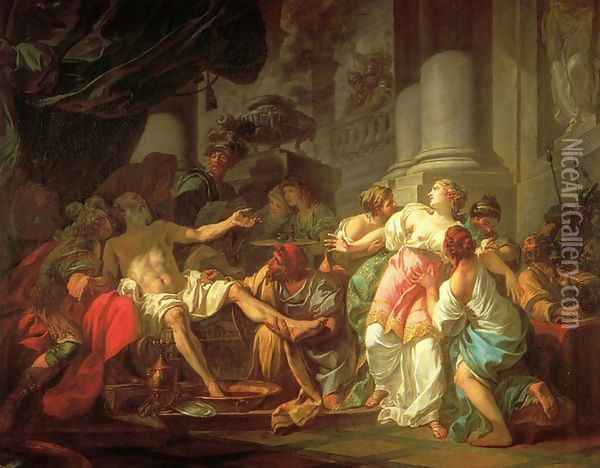 The Death of Seneca Oil Painting - Jacques Louis David
