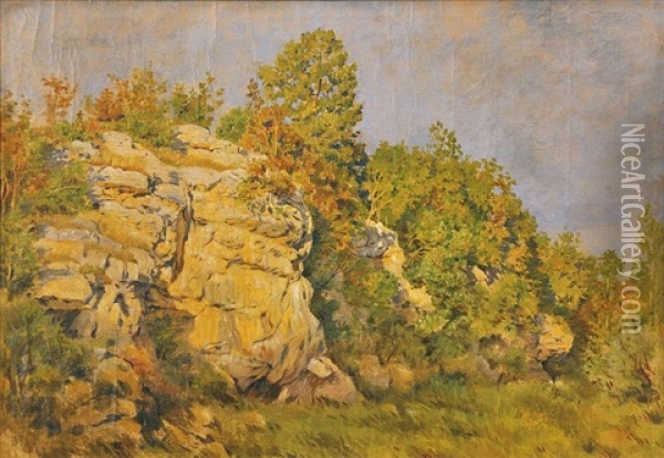 Sunny Rocky Oil Painting - Julius Eduard Marak