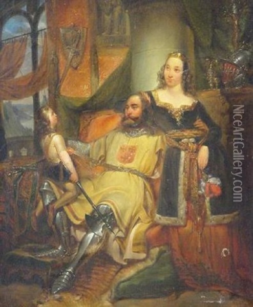 Karl Martel Auf Dem Schose Seines Vaters Oil Painting - Jean-Jacques Bekkers