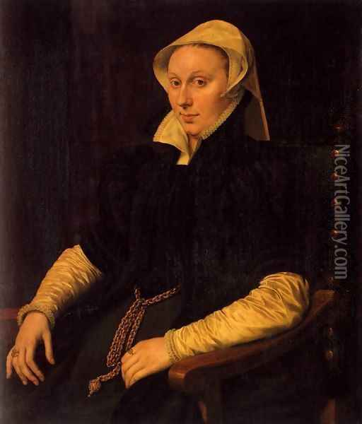 Anne Fernel, the Wife of Sir Thomas Gresham Oil Painting - Anthonis Mor Van Dashorst