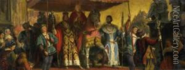 Festive Entry Of The Pope Oil Painting - Johann von Schraudolph
