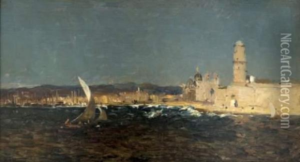 Marseille, L'entree Du Port Oil Painting - Jean-Baptiste Olive