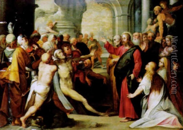 Die Auferweckung Des Lazarus Oil Painting - Giuseppe Cesari