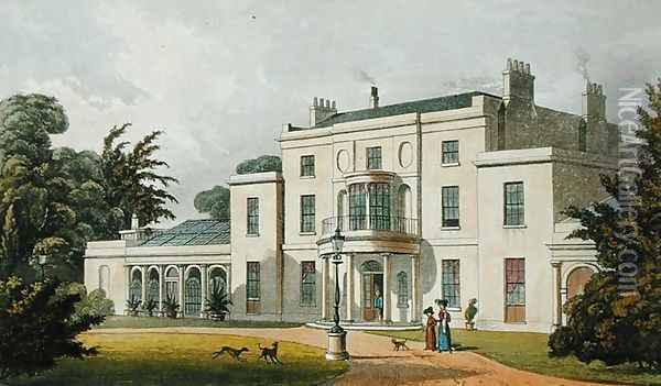 Wimbledon House, from Ackermanns Repository of Arts, published 1826 Oil Painting - Thomas Hosmer Shepherd