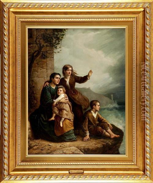 Rodzina Rybaka Oil Painting - Vincenzo Giacomelli