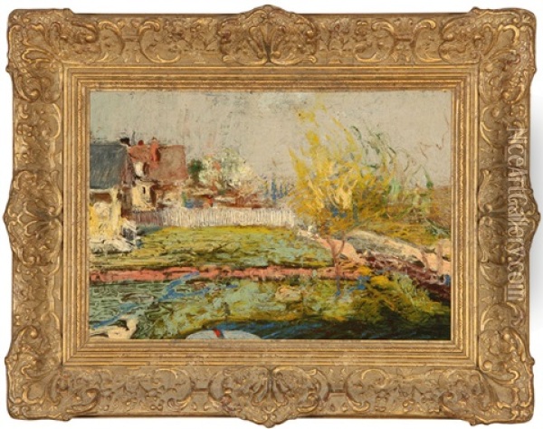 Untitled (impressionistic Landscape) Oil Painting - Frederick Trapp Friis