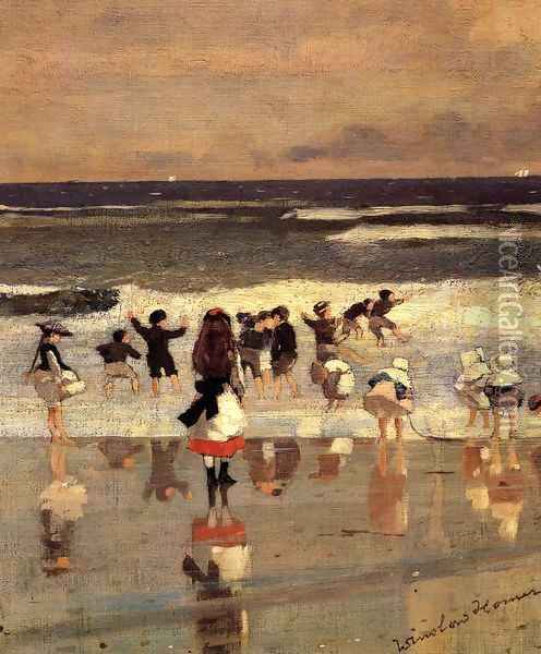 Beach Scene (or Children in the Surf) Oil Painting - Winslow Homer