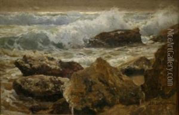 Rocks On The Shore Oil Painting - Jan Hendrik Scheltema