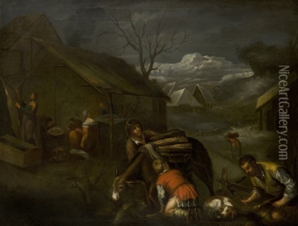 Allegoria Dell'inverno Oil Painting - Jacopo dal Ponte Bassano